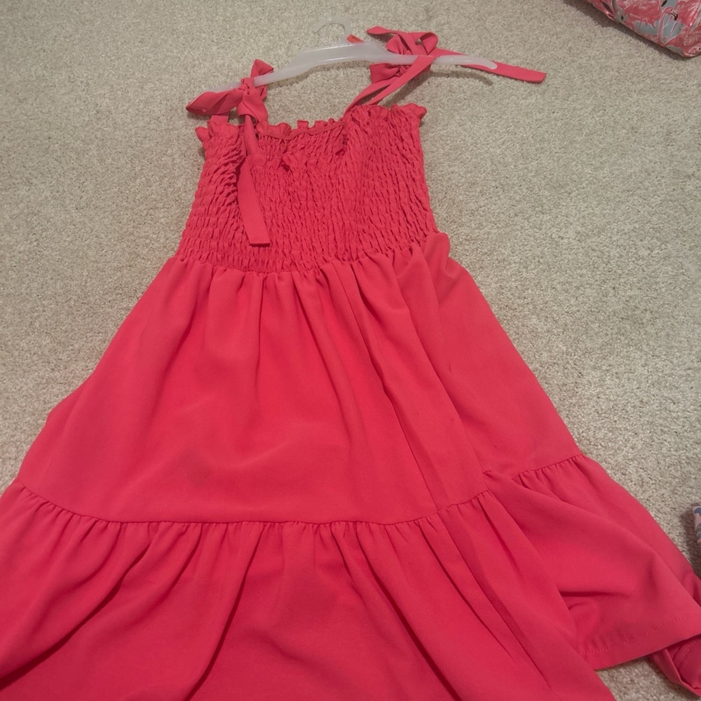 Girls Pink Tiered Sundress with Smocked Bodice